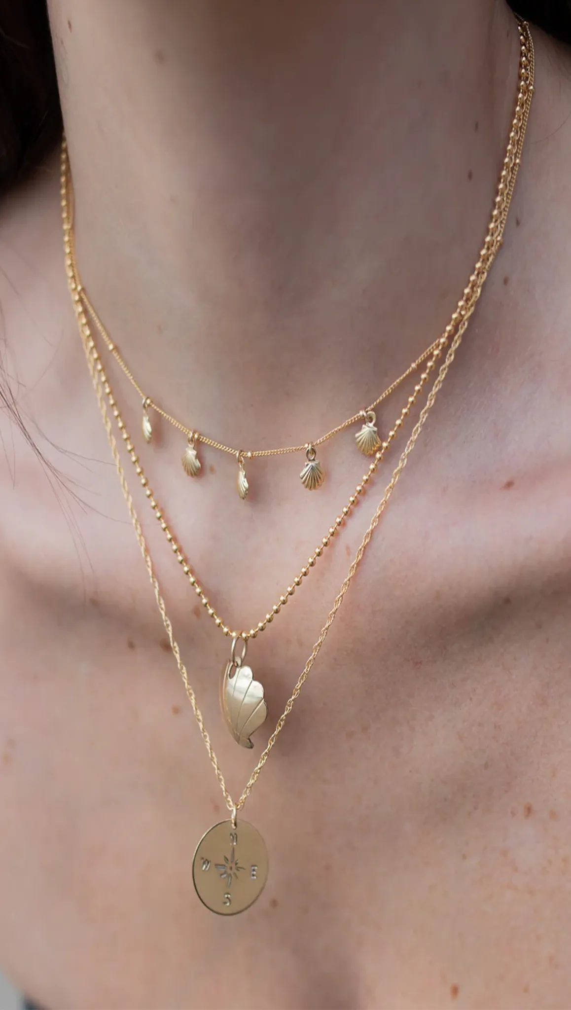 Shell Shaker Necklace - Gold