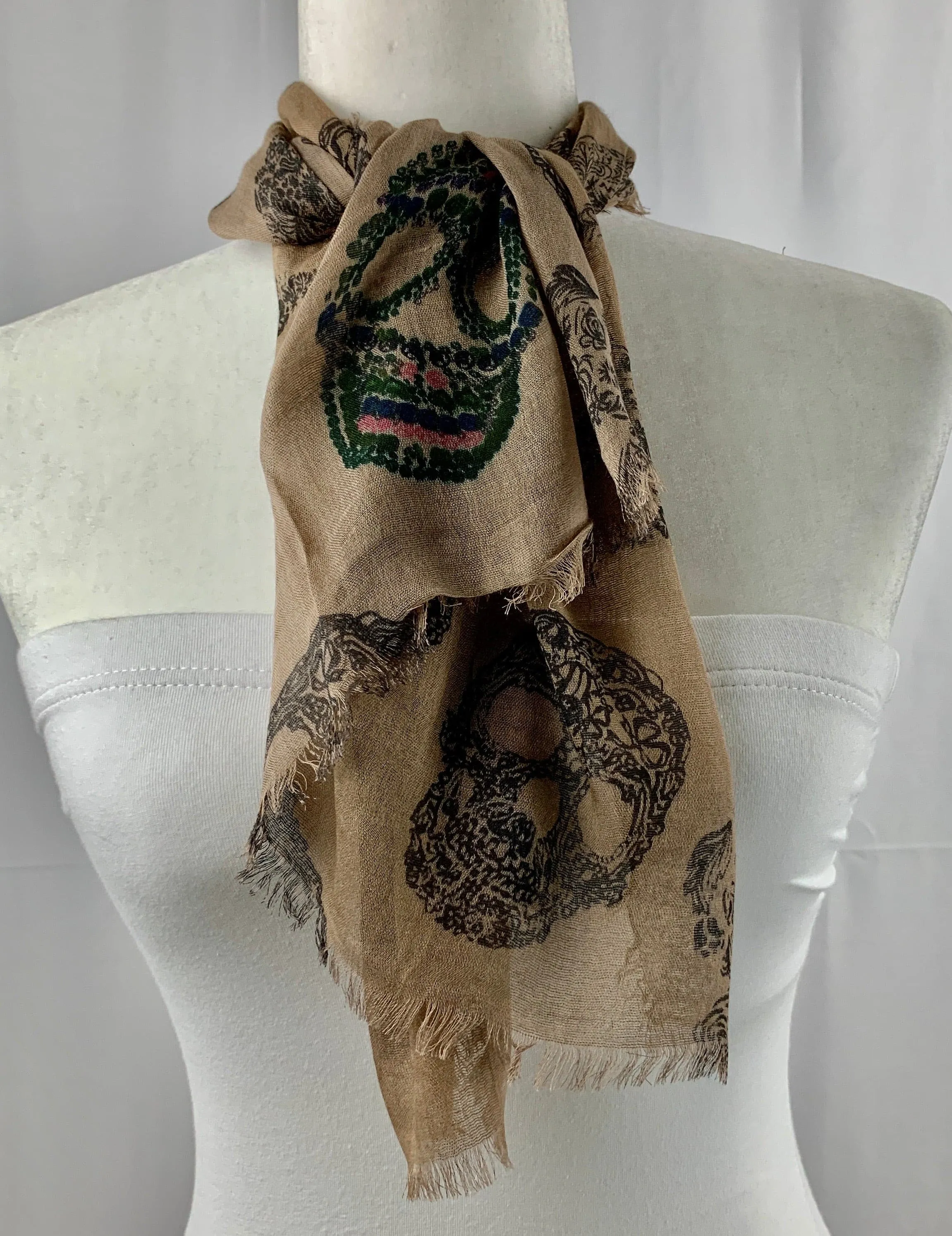 Taupe Sugar Skull Neck Scarf