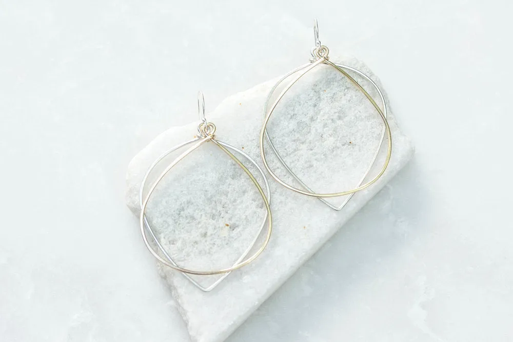 Teardrop Mixed Metal hoop earrings