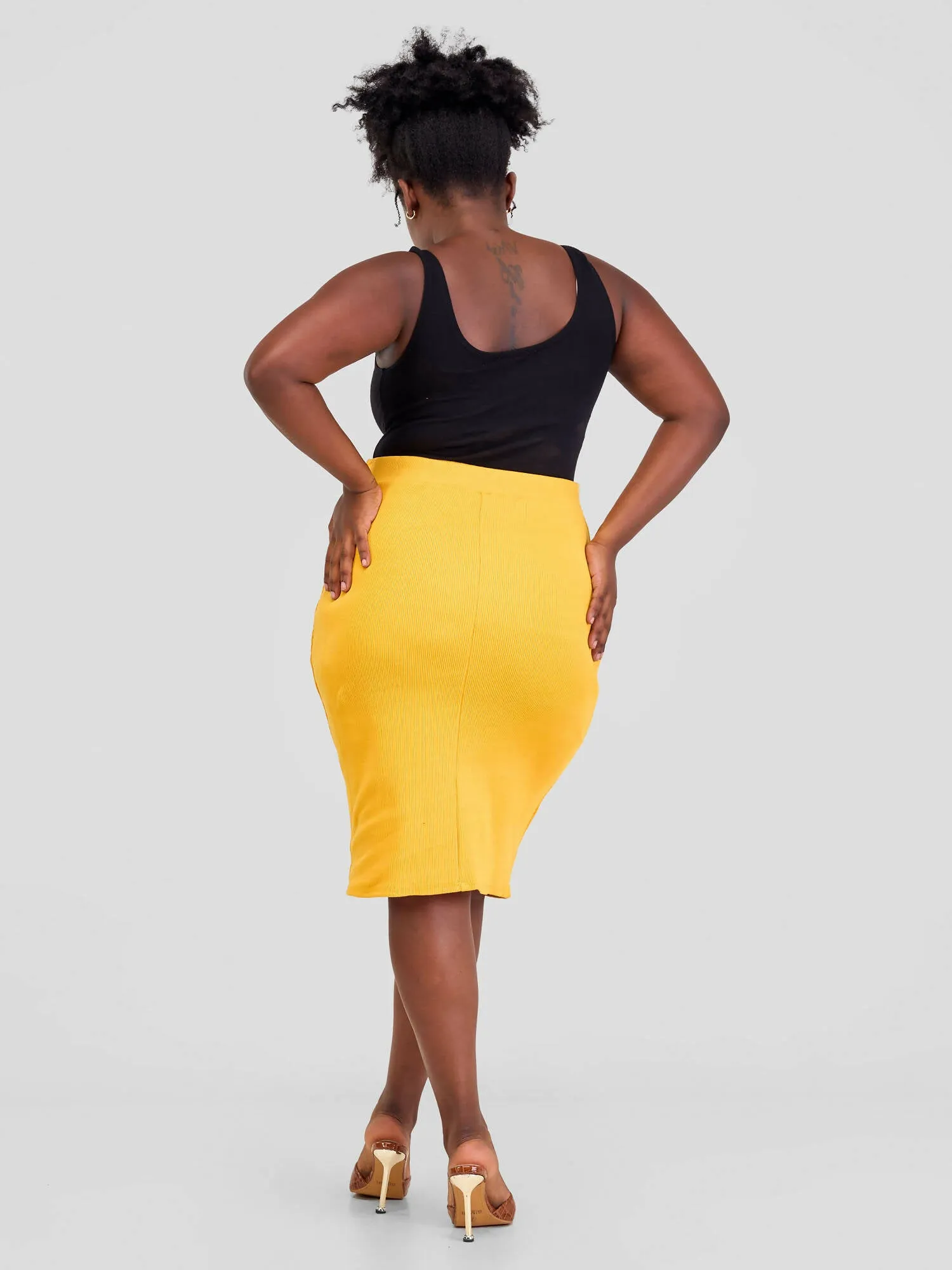 Timyt Urban Wear Golden Glow Office Skirt - Yellow