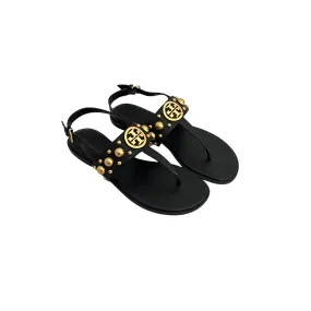 Tory Burch Black & Gold Stud Benton 2 Thong Sandals