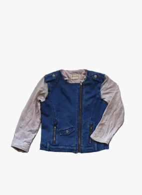 Vierra Rose Robin Moto Jacket in Denim French Terry