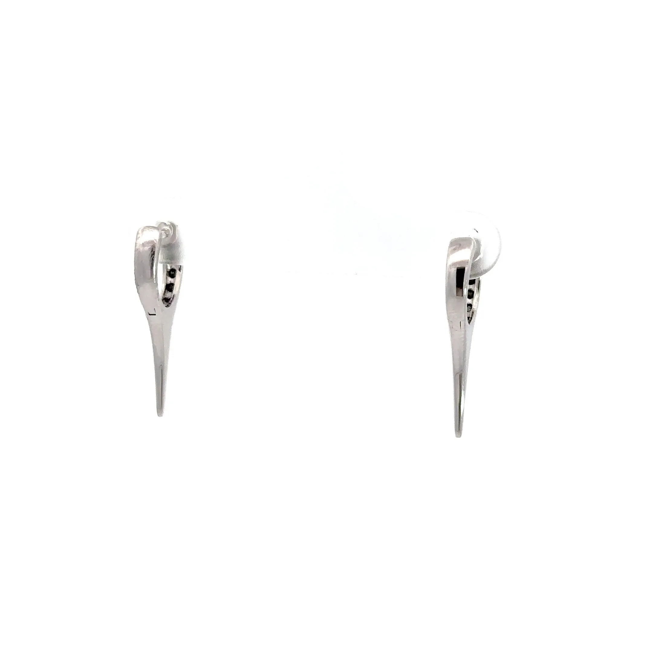 WD1195 14kt Single Row Black Diamond Needle Spike Earrings