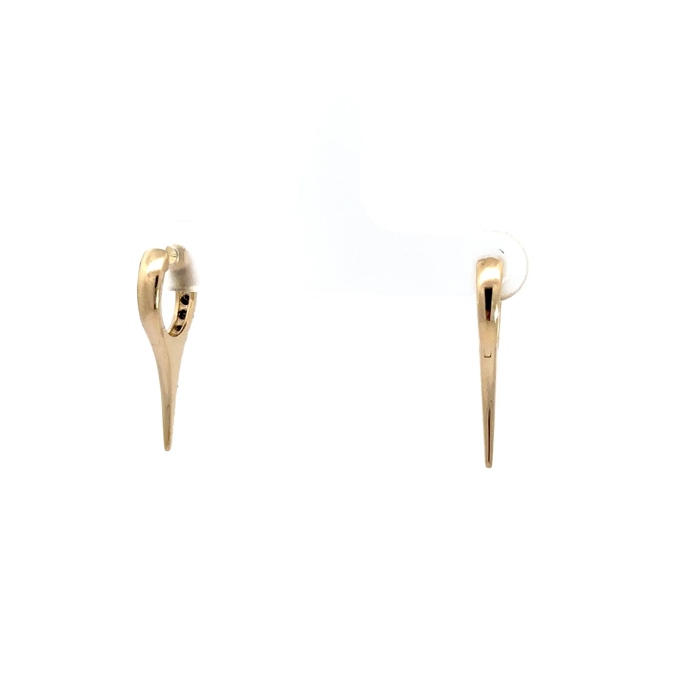 WD1195 14kt Single Row Black Diamond Needle Spike Earrings