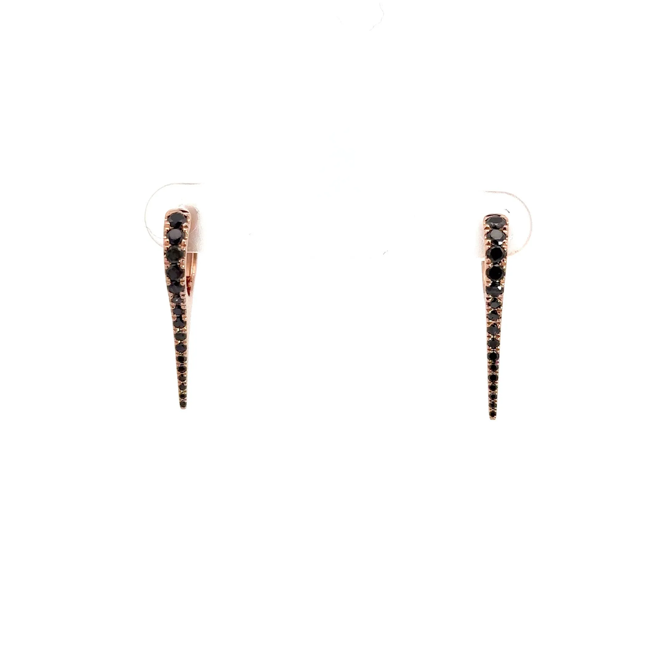 WD1195 14kt Single Row Black Diamond Needle Spike Earrings