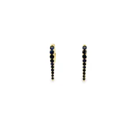 WD1195 14kt Single Row Black Diamond Needle Spike Earrings