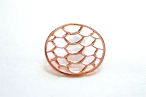 Wholesale Shiny Pink Rose Gold Vermeil Round Filigree Charm Connector- 18k gold plated Sterling Silver, Gold Scales Charm, Gold Round Connector, 242