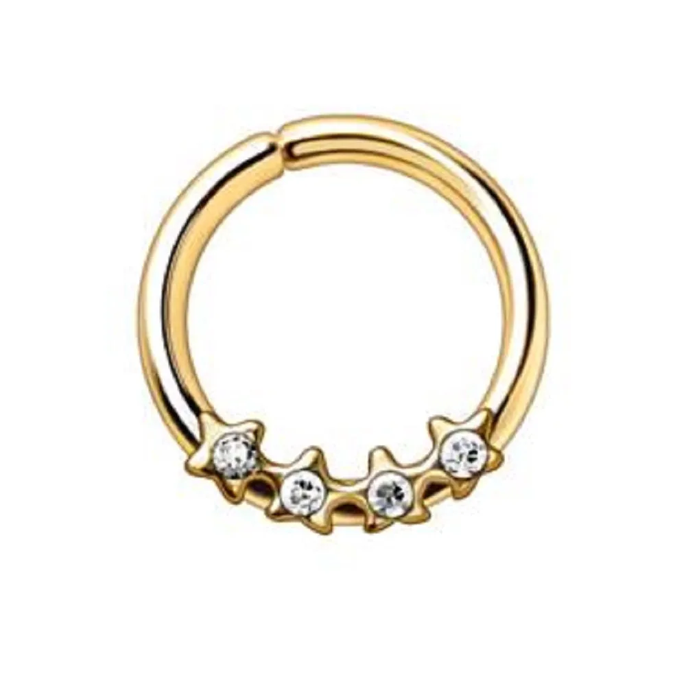 WILDKLASS Gold Plated Jeweled Stars Annealed Seamless Ring