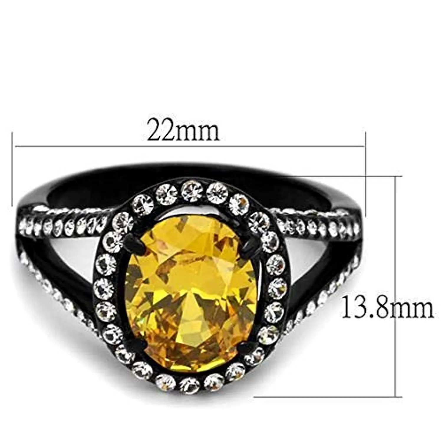 WildKlass Stainless Steel Ring IP Black Women AAA Grade CZ Topaz